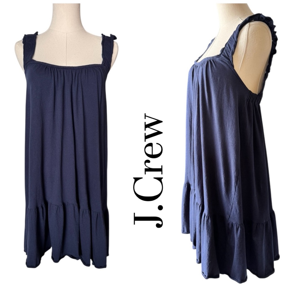 J. Crew Dark Blue Ruffle Hem Baby Doll Dress Size XS